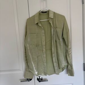 Nasty Gal Green Button Down Shirt